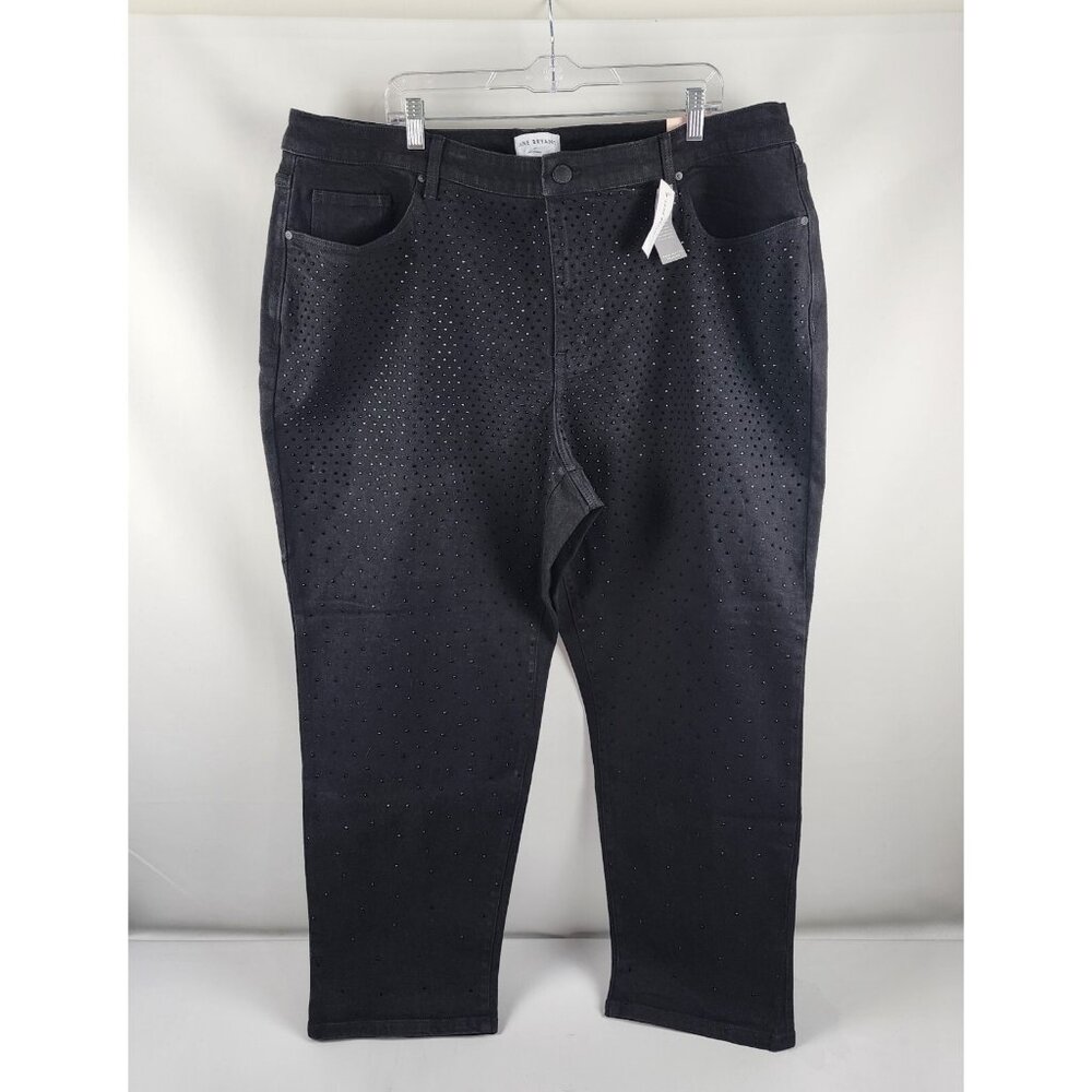 LANE BRYANT Jeans Womens 22 Plus Black Boyfriend Fit Rhinestones (44x30) NWT
